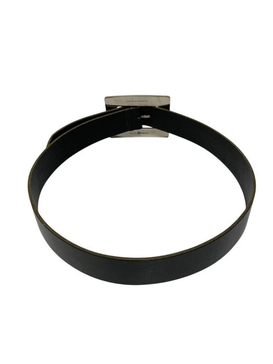 Dolce & Gabbana Square Buckle Leather Belt 90 cm Black Silver main image 8